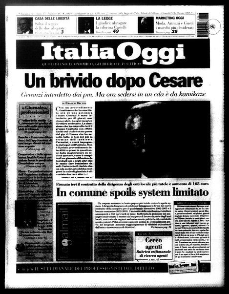 Italia oggi : quotidiano di economia finanza e politica